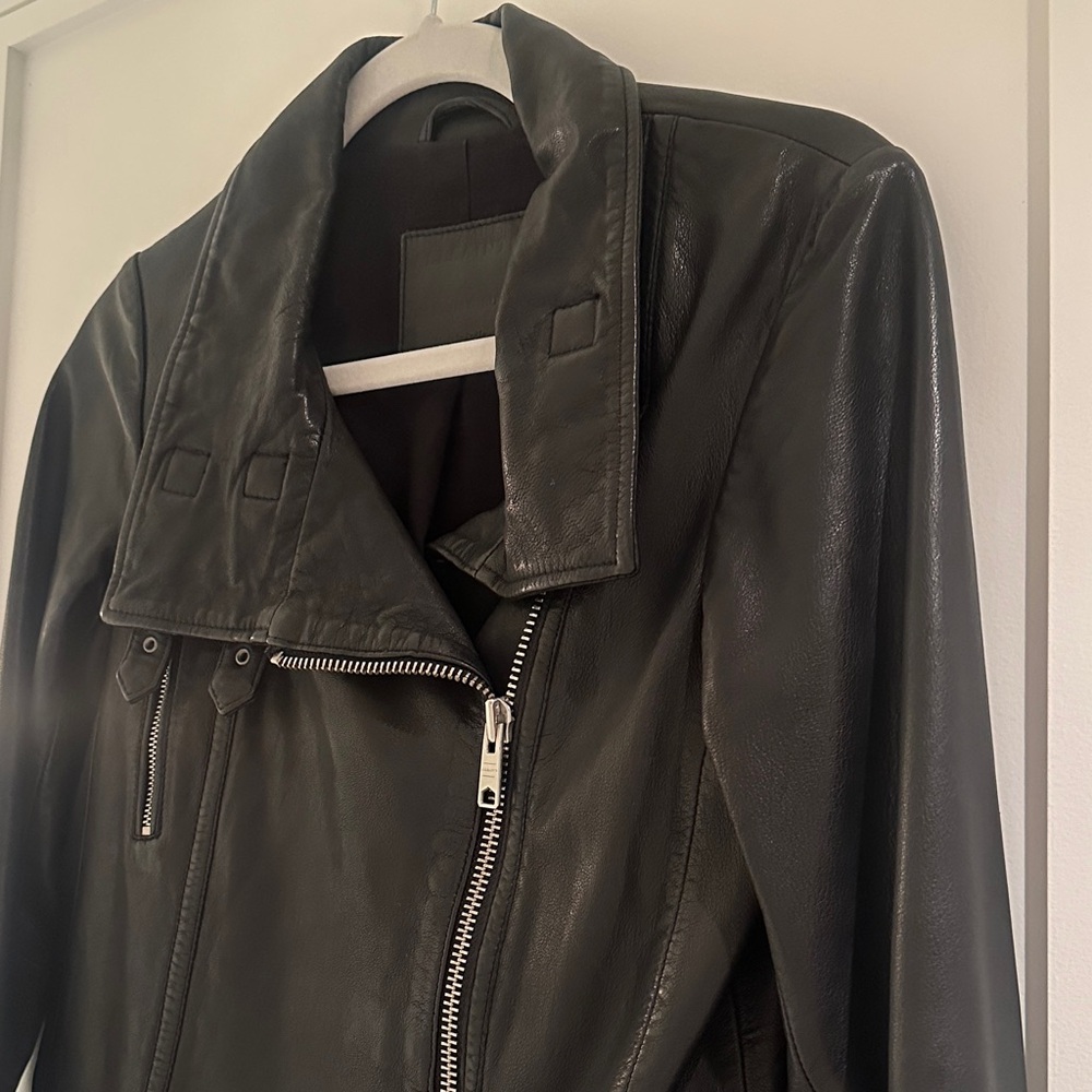 AllSaints Bales Leather Jacket - Size 6 - Picture 4 of 5